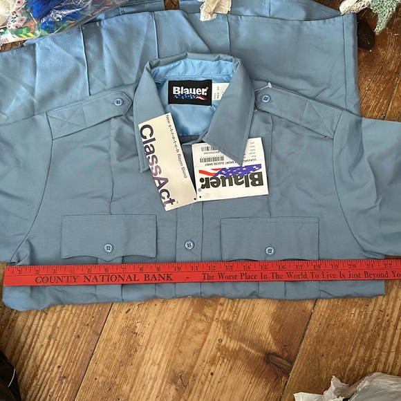 3/$40 Bauer Class Act Uniform Shirt Military 1st Responder Police Stretch Rayon - Picture 2 of 5